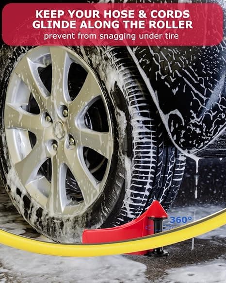 Slangguide för bil 4 st, slangguide för biltvätt och rekond, däckslangrulle som förhindrar att högtryckstvättslangen fastnar