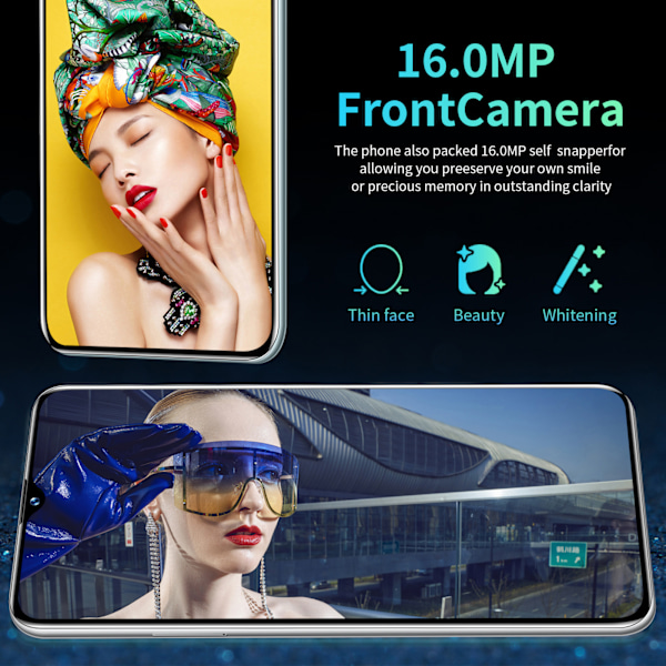 K60 6,53 tum Smartphone 8GB RAM 128GB ROM för Android 12 5G Wifi Mobiltelefon Stöd 4G Nätverk 100‑240V Grön EU-kontakt