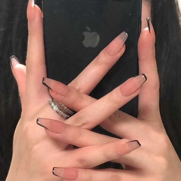 Medium tryck på naglar med design Fake Nails Tips cover