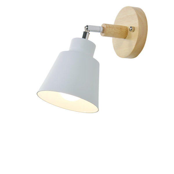 Sängbordsvägglampa Macaron Färg Trä E27 10cm Bas Justera Fri Dekorativ Lampa