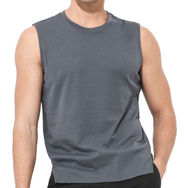Ärmlösa träningssportskjortor för män Löparlinnen - grå