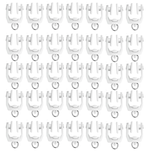 Gardinskena Rullar Tak Gardinskena Krokar Flexibla Böjbara Clips 11 mm Vit Plast Draperiskena Glidare med Krokar för Duschdraperi 40pcs