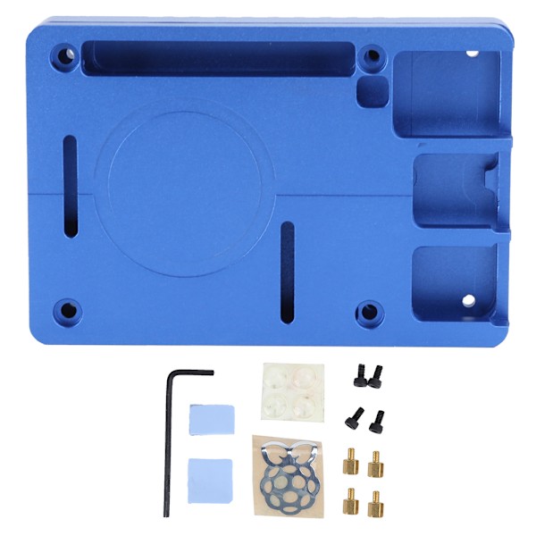 Aluminiumlegering Skal Ultratunt CNC Metallfodral för Raspberry Pi 4 Modell B Bättre Kylning (Blå)