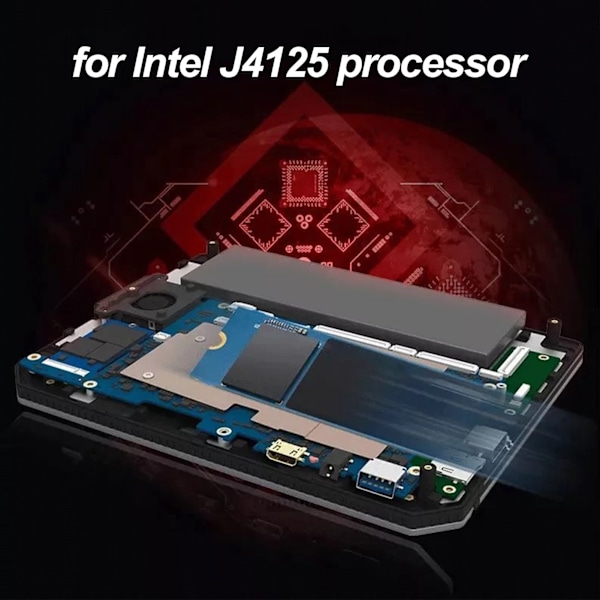 7-tums Mini Laptop Touch Screen för Intel J4125 Processor Quad Core Pocket Laptop för Windows 11 100–240V 12G+64G EU-kontakt