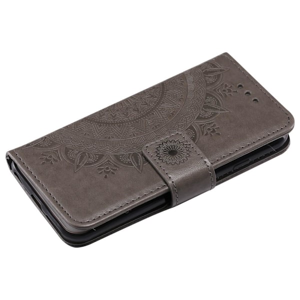 iPhone 6/6S - Mandala Läder Fodral - Grå Grey Grå
