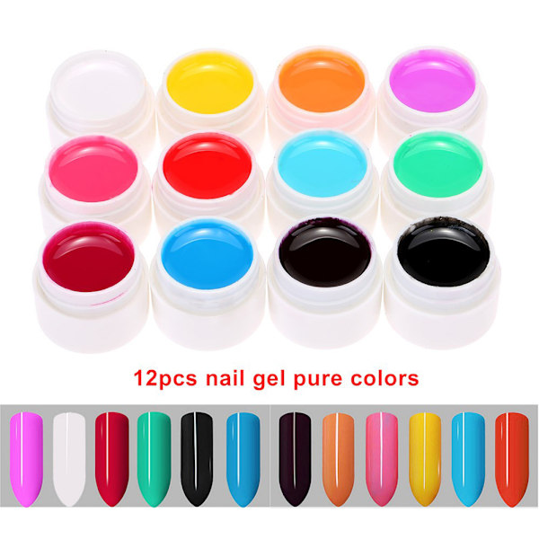 Färgglad Skulpteringsgel för Naglar, 12 Färger Icke-Giftig Ofarlig Resin, Perfekt för Intrikata Konstverk Enkel Applicering, Lämplig för Nagellack/Lös