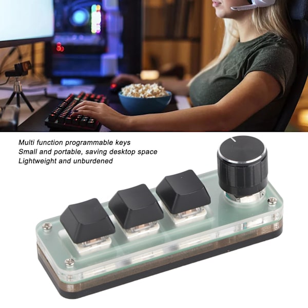 Kompakt Makro Gaming Keypad, Programmerbart Gamingtangentbord Med Innovativ Rattfunktion Och Justerbar Höjd, Perfekt För Gamingredigering