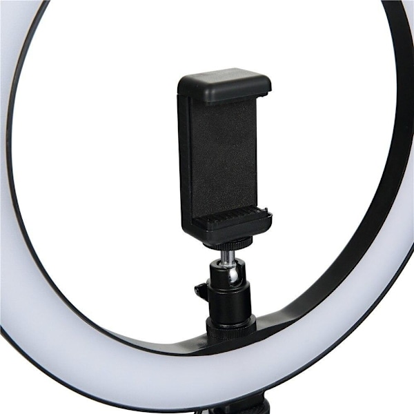 Selfie-lampa / Ring light (26 cm), stativ och fästen Svart