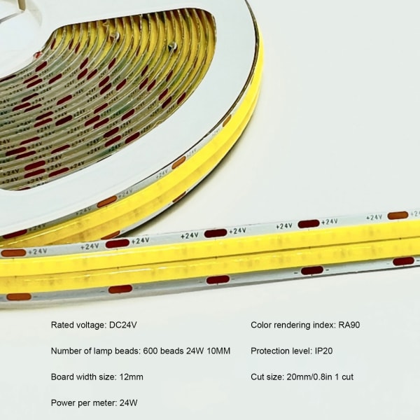 COB LED-remsa med hög ljusstyrka, självhäftande, flexibel, dubbel