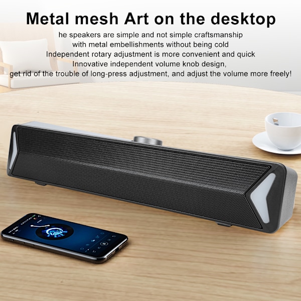 SADA Högtalare Hem Skrivbord Mini Subwoofer Oberoende Roterande Volymknapp Högtalare D6Svart