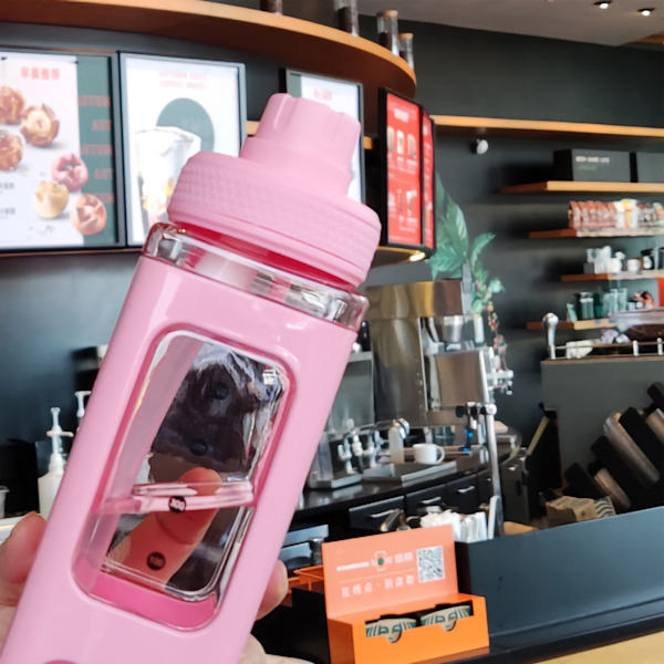 Halm Vattenflaska med Markör 700ml Stor Kapacitet Dubbel
