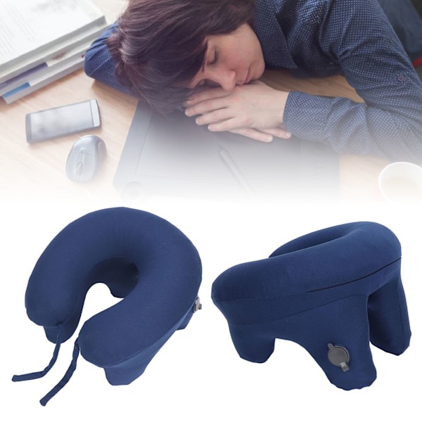 Dreamscape Resekudde, Ergonomiskt Nackstöd i Memory Foam, Mjukt Tvättbart Överdrag i Mjölksilke, Uppblåsbar Design för Hygien, Inkluderar Ögonmask för Avskildhet