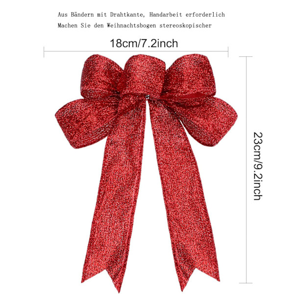 Packung mit 9 Weihnachtsbändern, Glitzer-Weihnachtsschleifen,