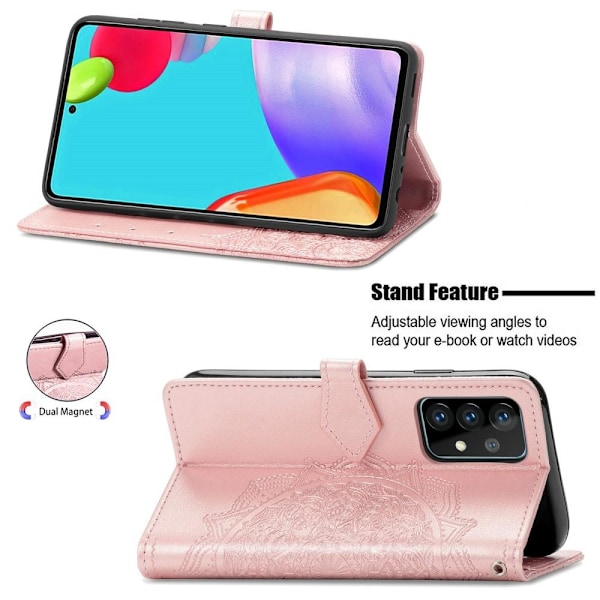 Samsung Galaxy A52 / A52s - Mandala Läder Fodral - Roséguld Roséguld Roséguld