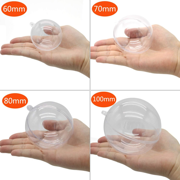 Clear Plastic Fillable Christmas DIY Craft Ball Ornament - Pack