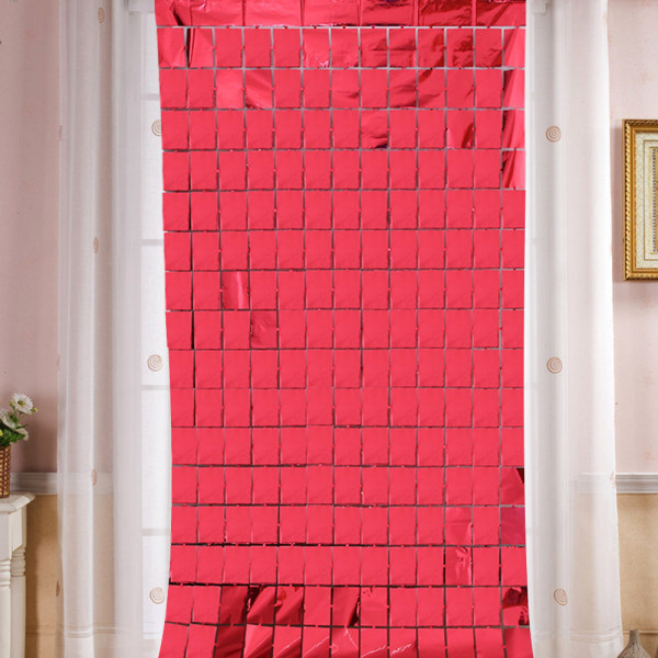2Pcs Square Foil Fringe Backdrop Curtain Tinsel Curtain