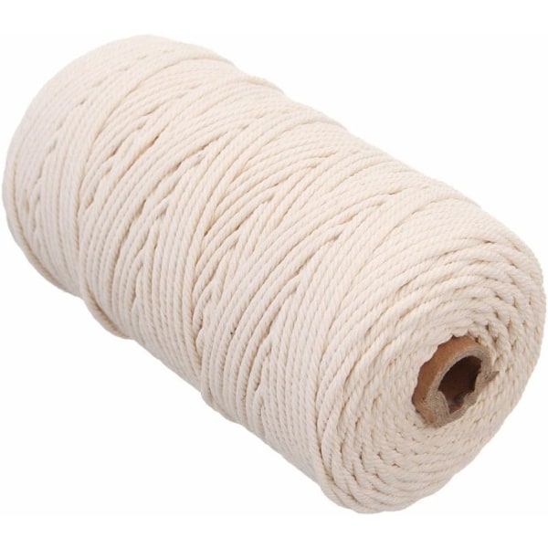 Naturligt bomullsmacrame rep | 4-tråds Twisted Cotton Cord för