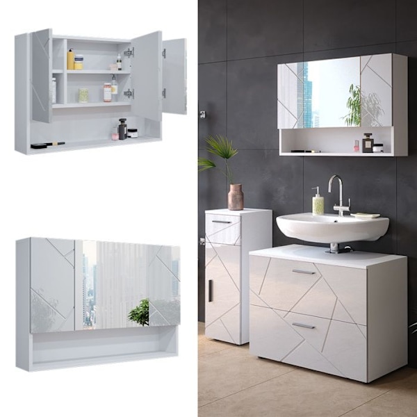 Vicco Irma badrumsskåp, Vit Högglans, 80 x 55 cm Vit Högglans