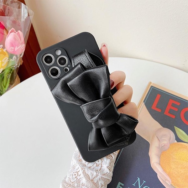 Bowknot Läderrem TPU Skal iPhone 13 - Svart