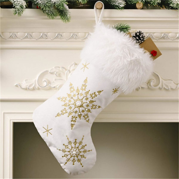 Imitation Pearls Snowflake Print Weihnachtsstrumpf Kreative