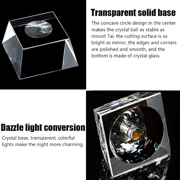 Boule de Cristal avec Support Lampe 3D en Forme Boule de