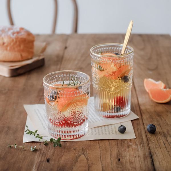 Vintage Präglade Glas Dricksglas Vattenglas Modern