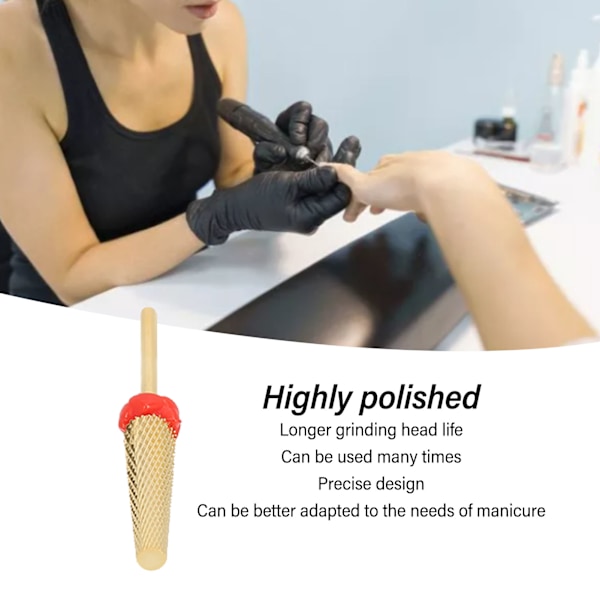 Nagelsliphuvud Kon Ultra Lång Snabb Slipning Volframstål Nagelborr för Manikyr Gyllene 132# F