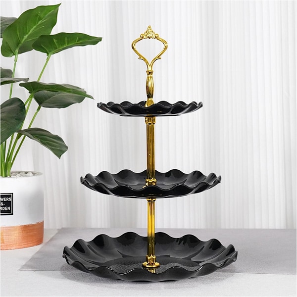 1 st Tårtställ Vit Plast Dessertbord Ställ Set 4 st 3 Vånings Cupcake Displayställ Kakbricka Rack Serveringsbricka Tårtdisplaytorn för Style 1