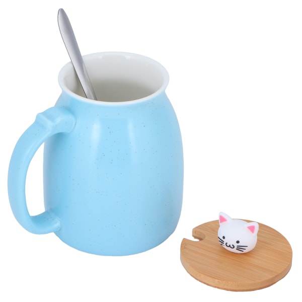 450 ml söt katt keramikmugg mjölk kaffe tekopp med lock sked