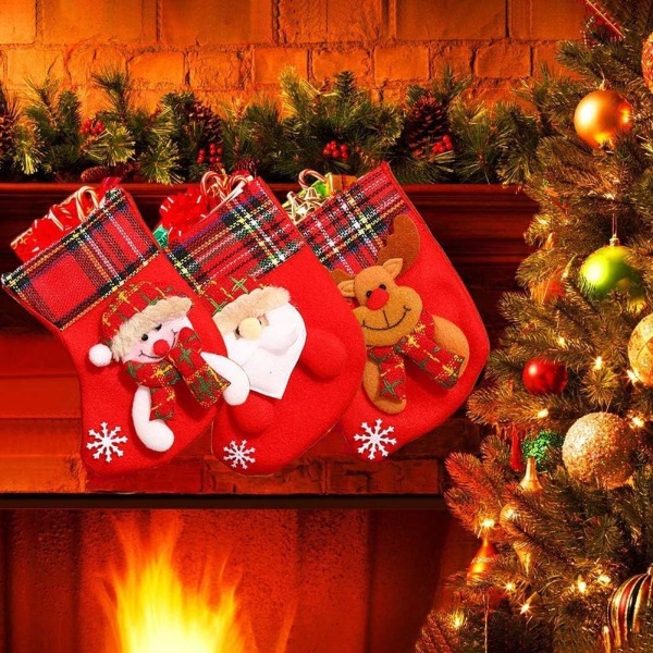 4pcs Chaussettes de Noël, Xmas Sac Cadeau, Décoration Noel