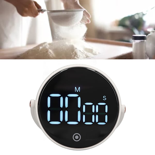 Digital Köktimer Magnetisk Stor LED-Skärm Barn Klassrum Nedräkning Justerbar Volym för Matlagning Fitness Vit