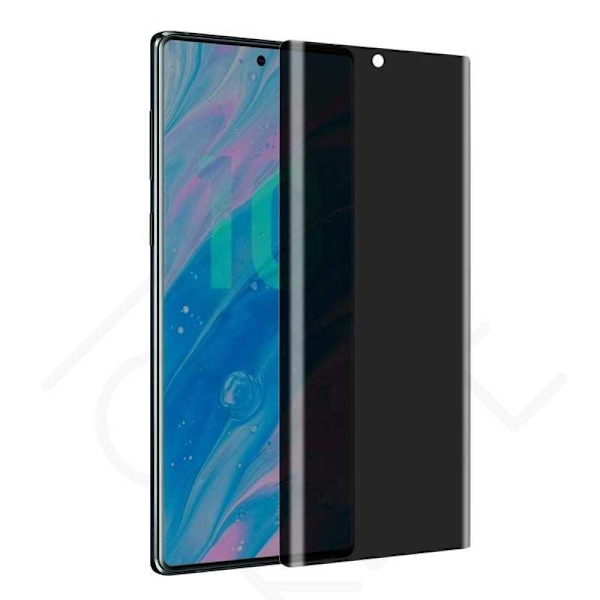 Samsung Note 10 Plus Privacy FullFrame Härdat glas 0.26mm 3D 9H Transparent