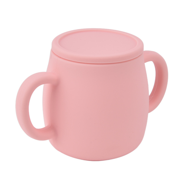 280 ml Baby Träning Kopp med Lock Bärbar Barn Silikon Kopp