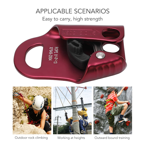 Handascender för bergsklättring, lättviktig kamremskiva i rostfritt stål för 8-13 mm rep