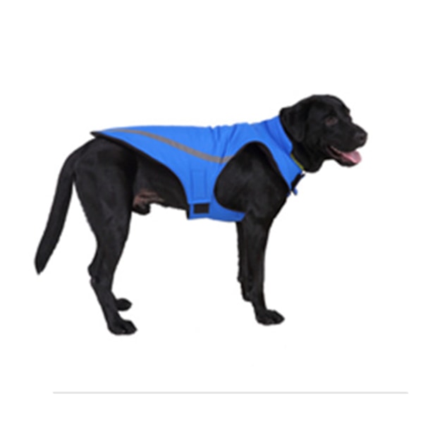 Hundjacka Reflex Ökar Säkerheten på Natten Varm Mjuk Bekväm Justerbar Kappa Vinterklädsel för Stora Hundar Blå S