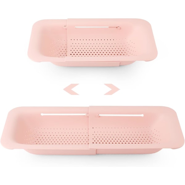 Hopfällbart Durkslag Kök Utdragbart Sil Frukt Grönsaker Nudlar Pasta Mat Avloppskorg Utrymmesbesparande Bärbar Avlopp över Diskhon Pink
