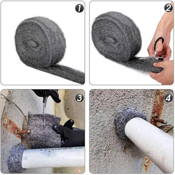 lune-Rostfritt stålull 0000 Grade Wire Mesh Mjuk, Flexibel, Återanvändbar för rengöring, polering, glas, fönster, kakel, trä, metall, koppar,