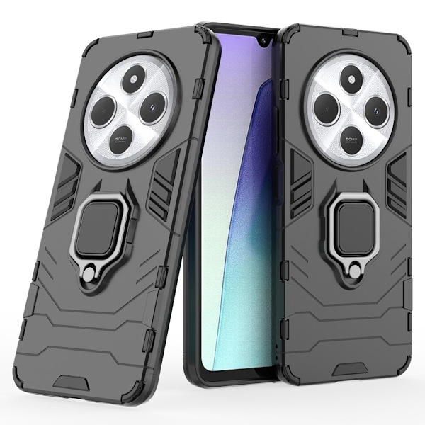 SKALO Xiaomi Redmi 14C Armor Hybrid Metallring skal - Svart Svart