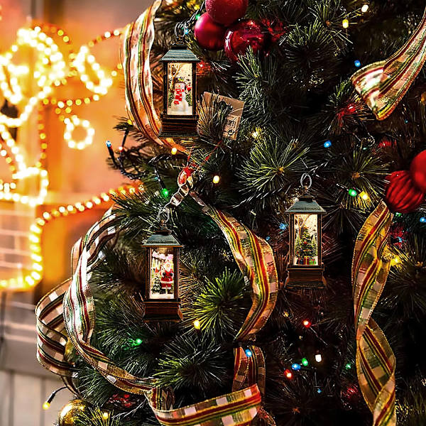 Lighted Snow Globe Christmas Lantern, Battery Operated Snow