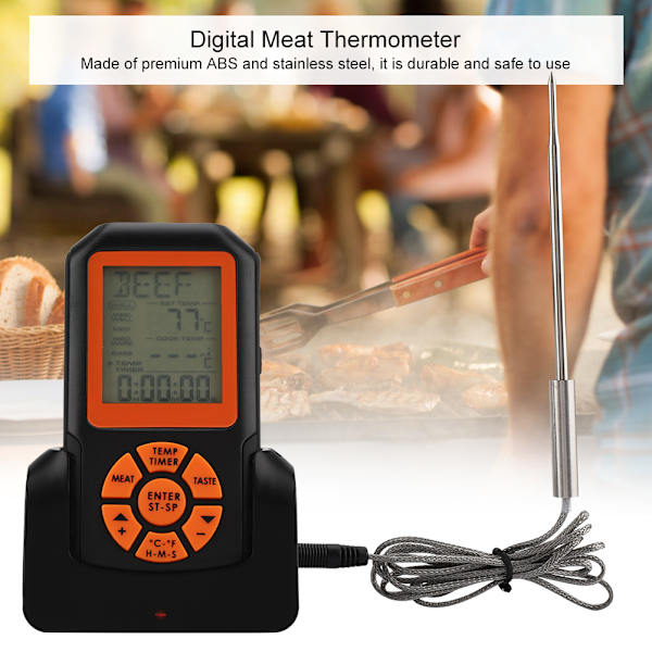 Vattentät digital trådlös grilltermometer för grillning av kött