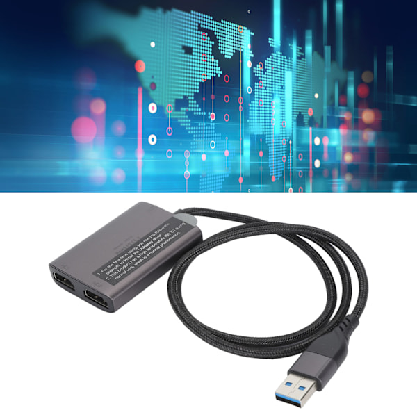 USB till HD Multimedia Interface Adapter HD 1080P Portabel USB3.0 Typ C till Dubbel HD Multimedia Interface Adapter för Dubbel Skärmvisning