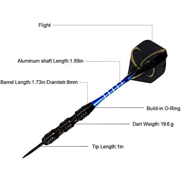 Grams Metallspets Dart Set, Darts Metallspets Set, Metallpilar för