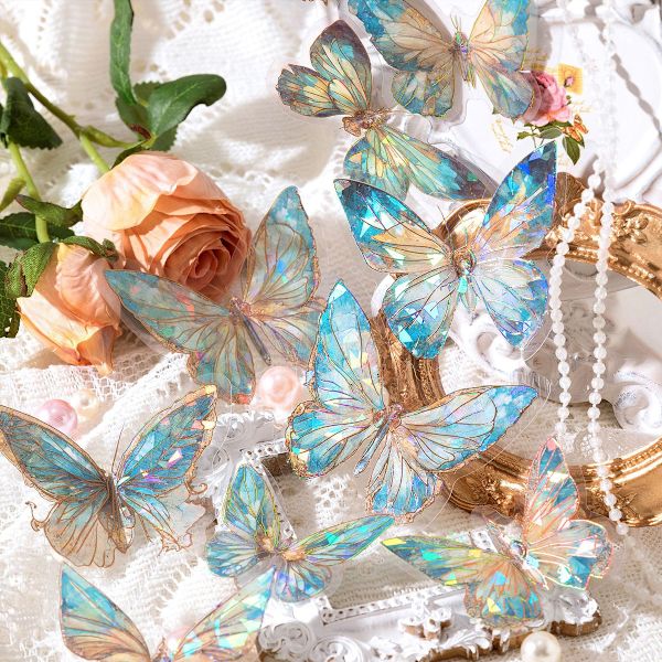 Iridescent Butterfly Stickers Set 80pcs Waterproof Vinyl Decals