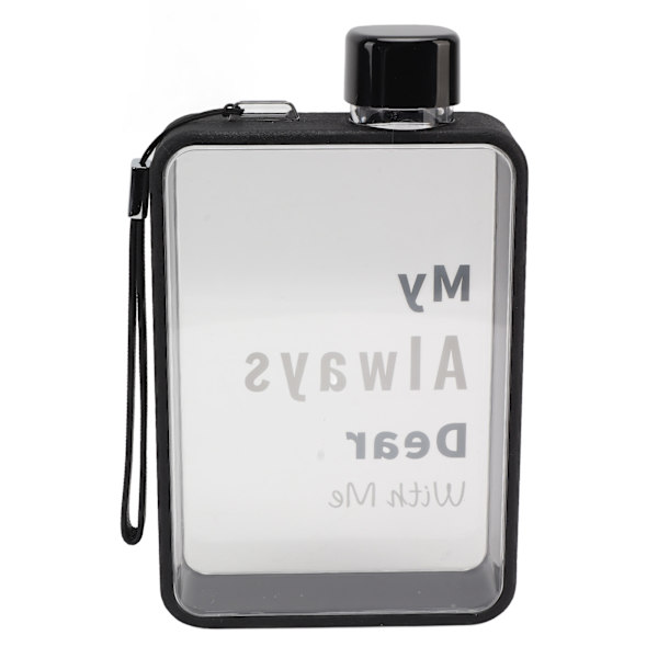 Svart Lovers Flat Vattenflaska Bärbar Fitness A5 380ml Slim