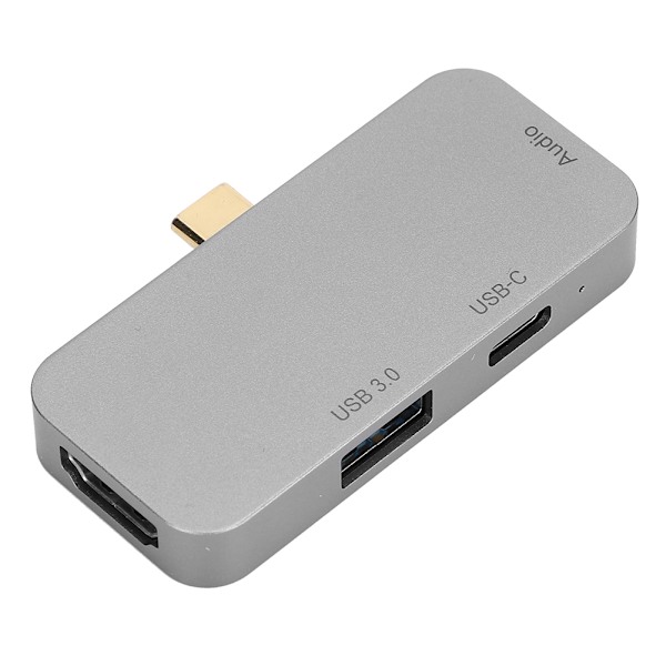 4-i-1 USB-C Hub Grå Multifunktionell Expansionsdocka Typ-C till HDMI-kontakt 60W PD Grå