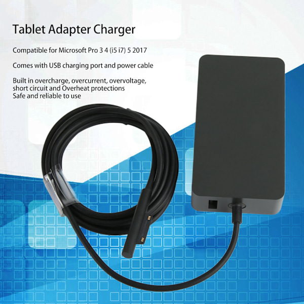 Tablet Adapter Laddare DC 12V 2.58A Utgång Tablet AC Strömadapter 1625 för Microsoft Pro 3 4 5 2017 100‑240V EU-kontakt