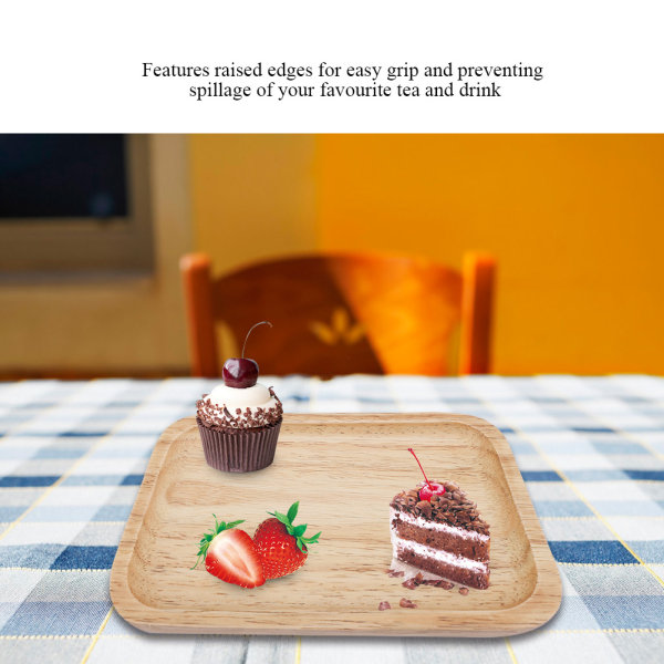 Elegant serveringsbricka i massivt trä för te, kaffe, sushi och snacks