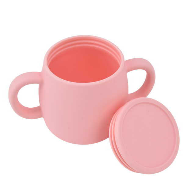 280 ml Baby Träning Kopp med Lock Bärbar Barn Silikon Kopp