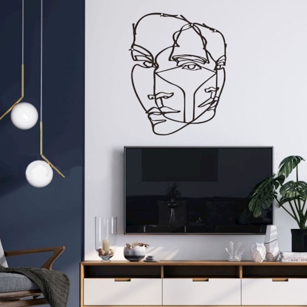 Abstrakt linjeväggkonst Enkla ansikten Metallväggkonst Minimalistisk