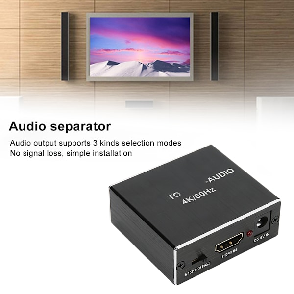 HDMI2.0 Ljudextraktor Stöd för 4K@60Hz YUV 4：4:4HDR TV-kabel till 3.5 Optisk Dekoder